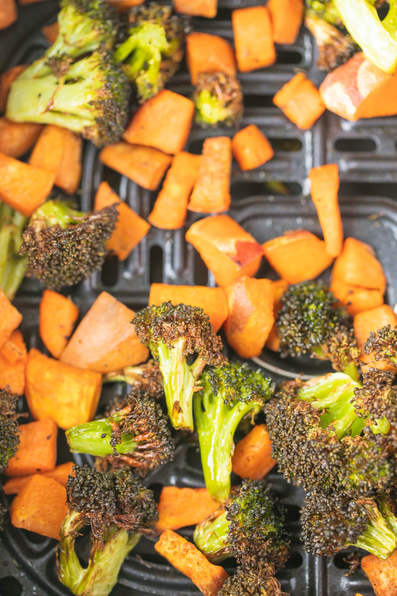 roasted sweet potatoes and broccoli