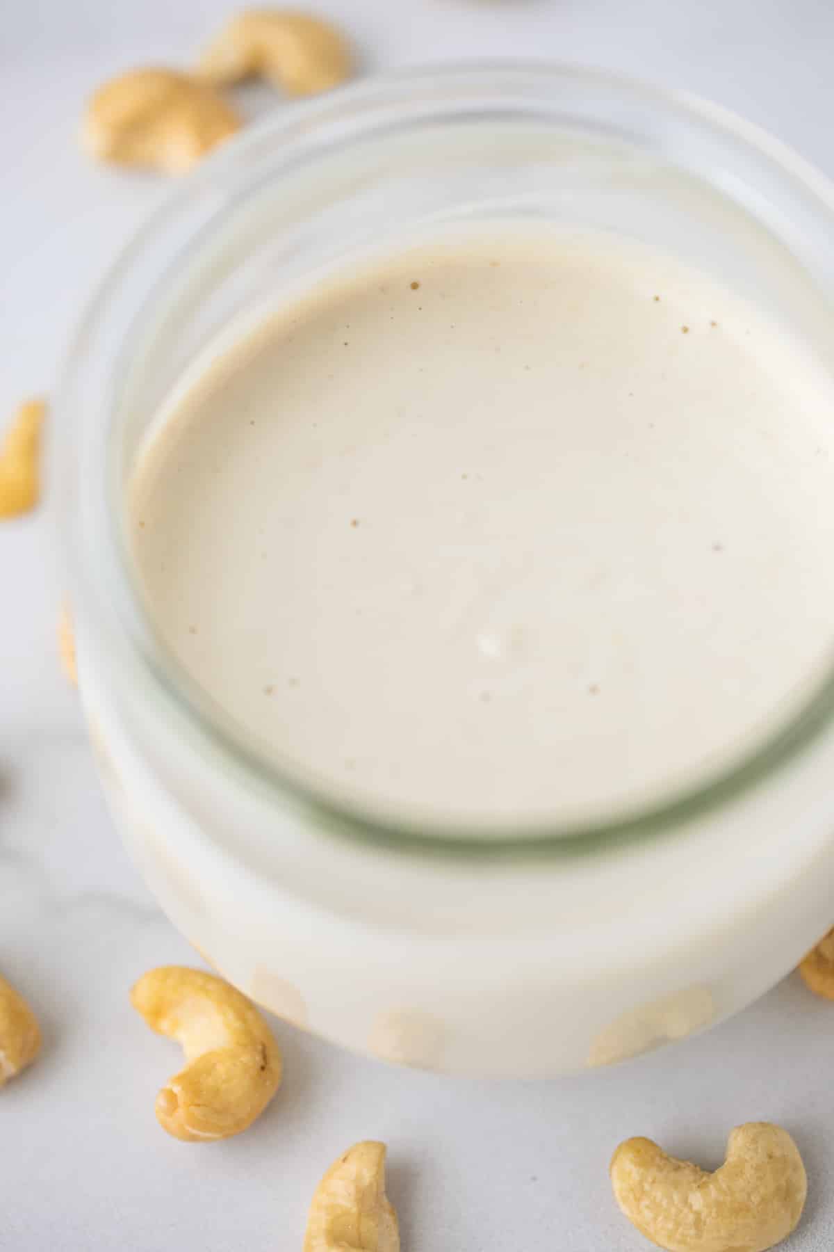 cashew cream sauce in a jar.