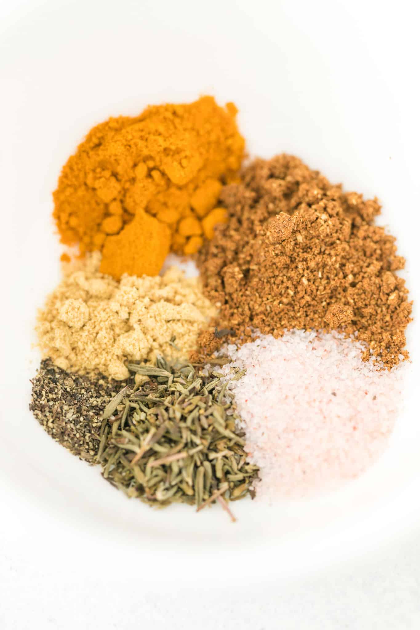 bowl of spices for chicken curry dish.