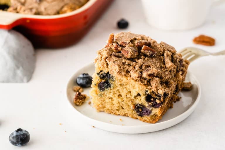 slice of gluten free coffee cake on a plate