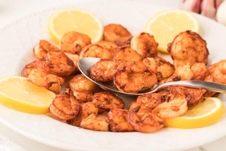 a bowl of lemon garlic shrimp