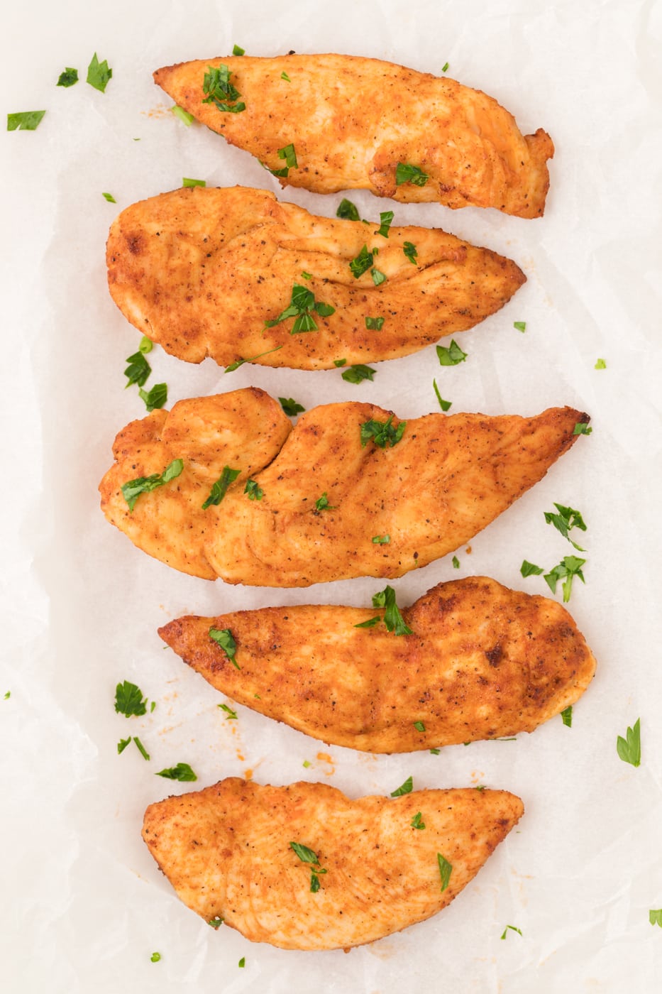 cooked air fryer chicken tenders on a plate