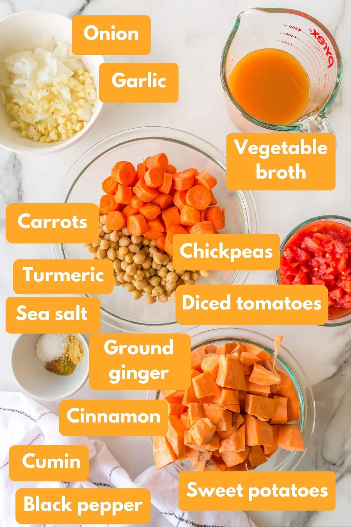Ingredients for instant pot chickpea stew