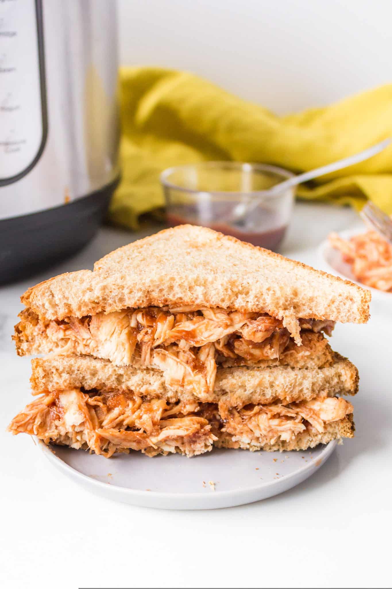 Pulled BBQ chicken sandwich.
