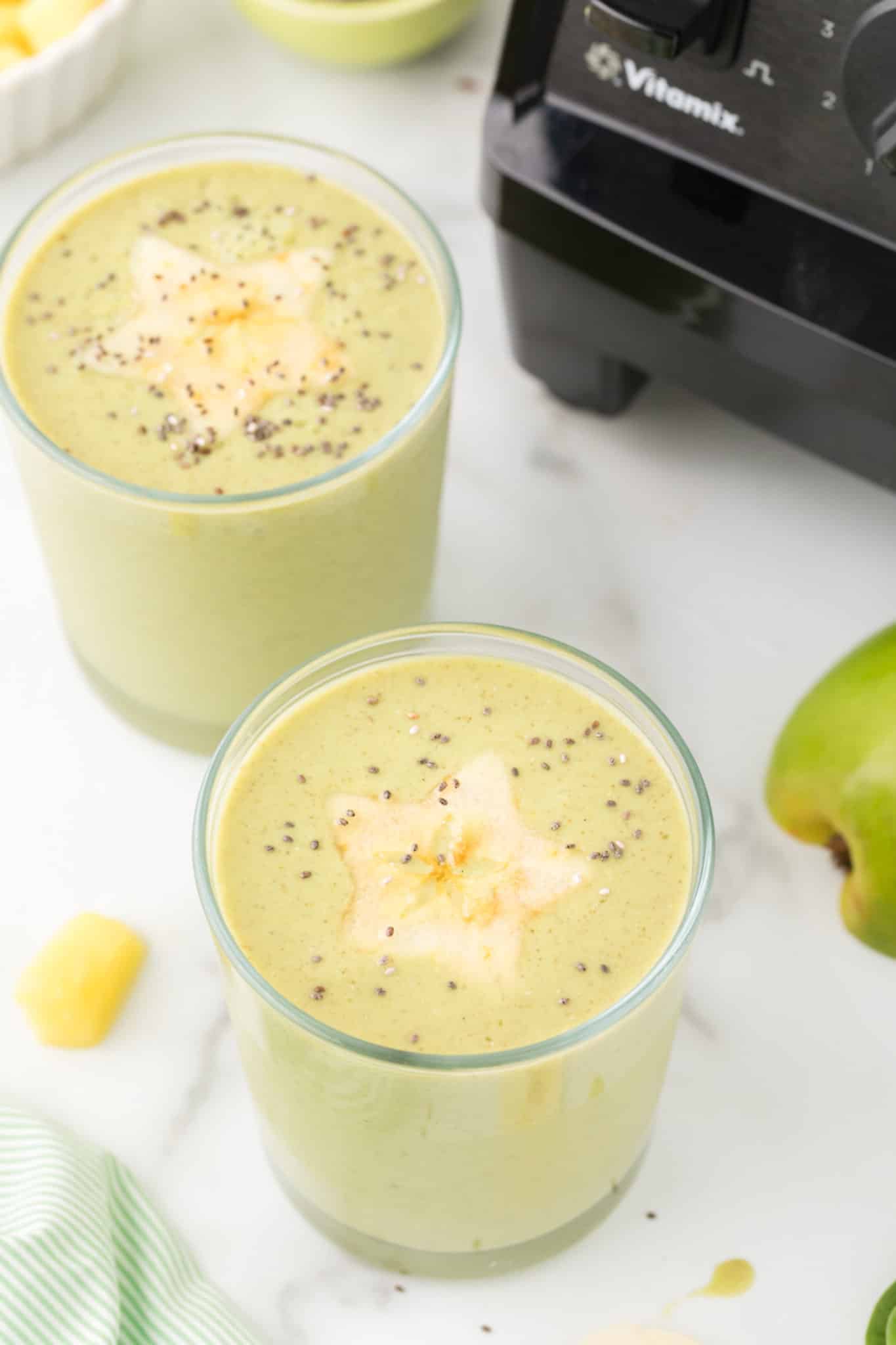 two servings of smoothie on a table
