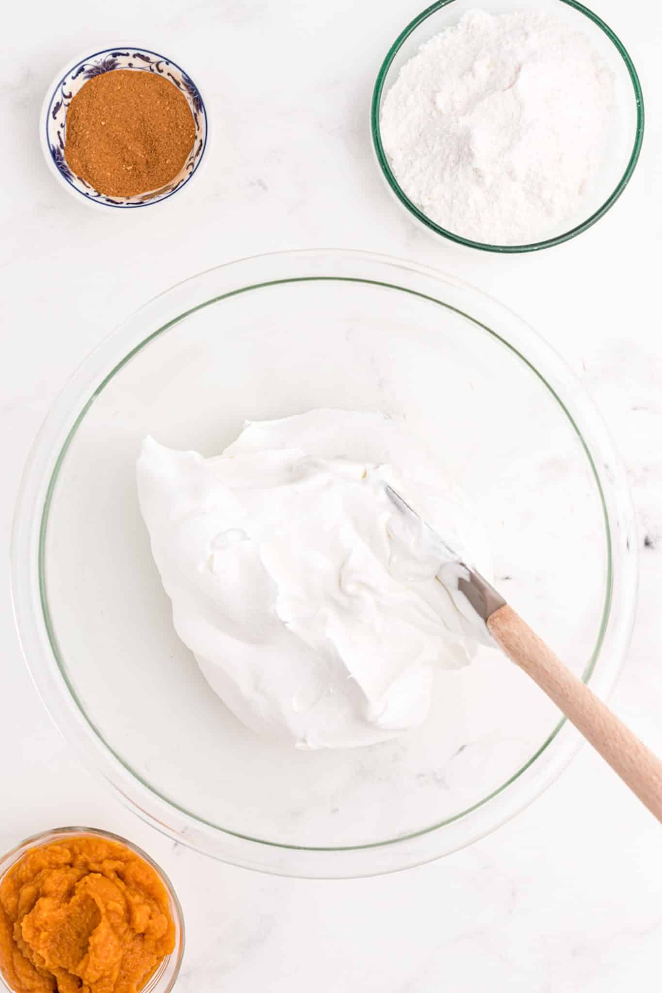 a bowl of whipped topping.