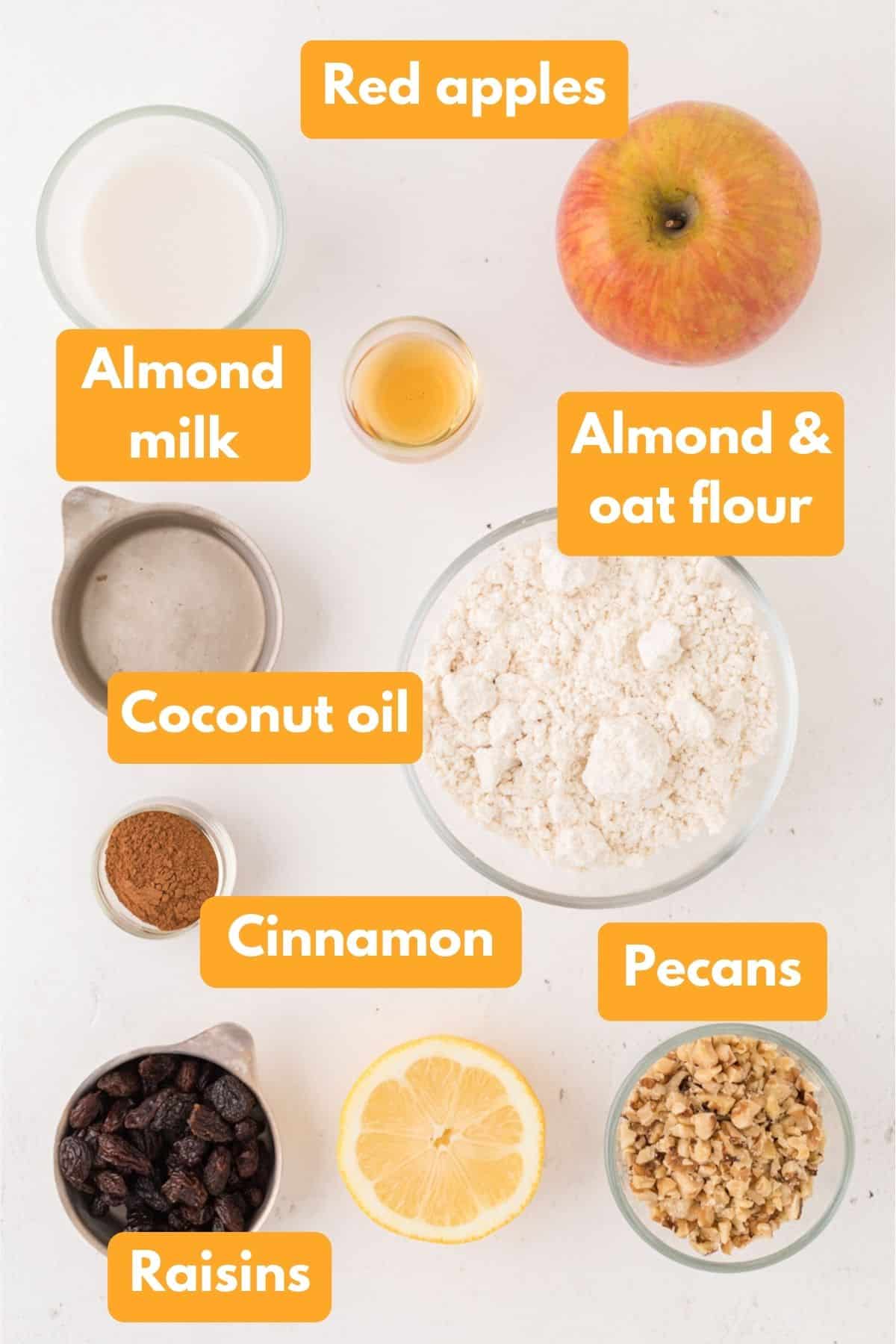 ingredients for an apple crisp