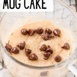 vegan mug cake pin showing recipe.