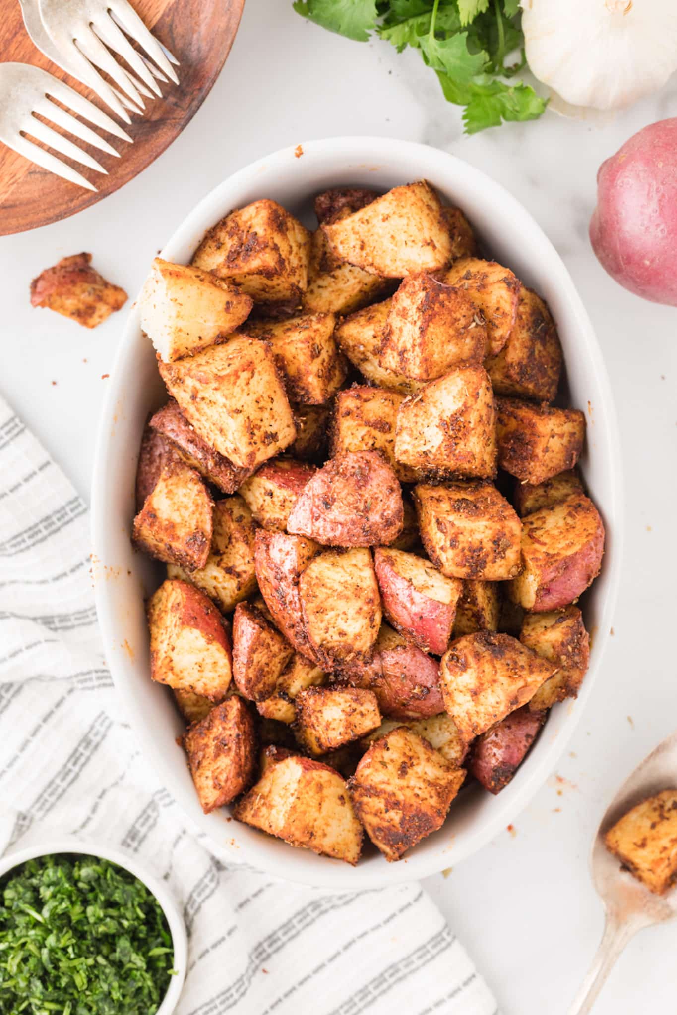 roasted mexican potatoes with spices.