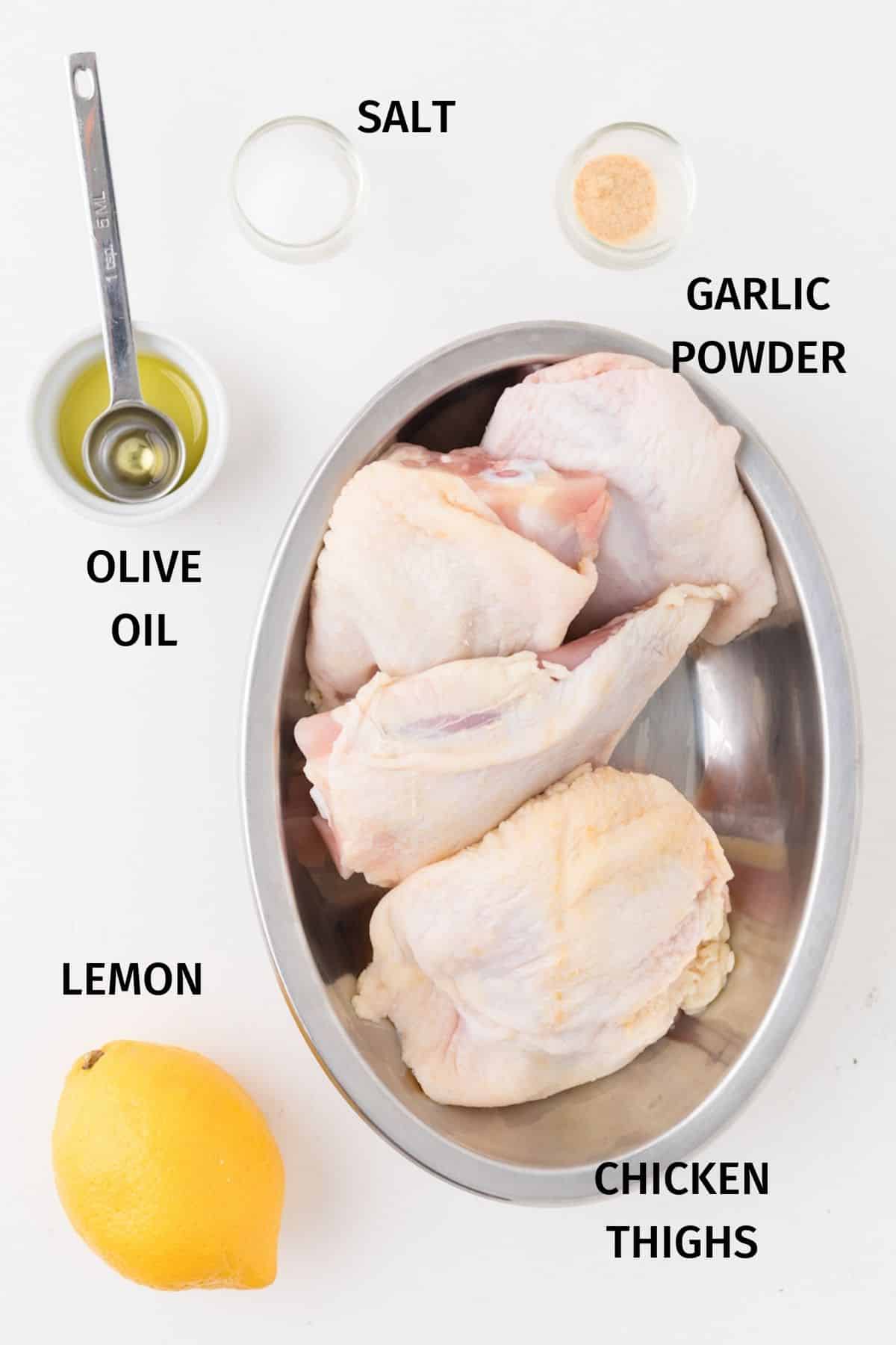 ingredients for air fryer bone-in chicken thighs.