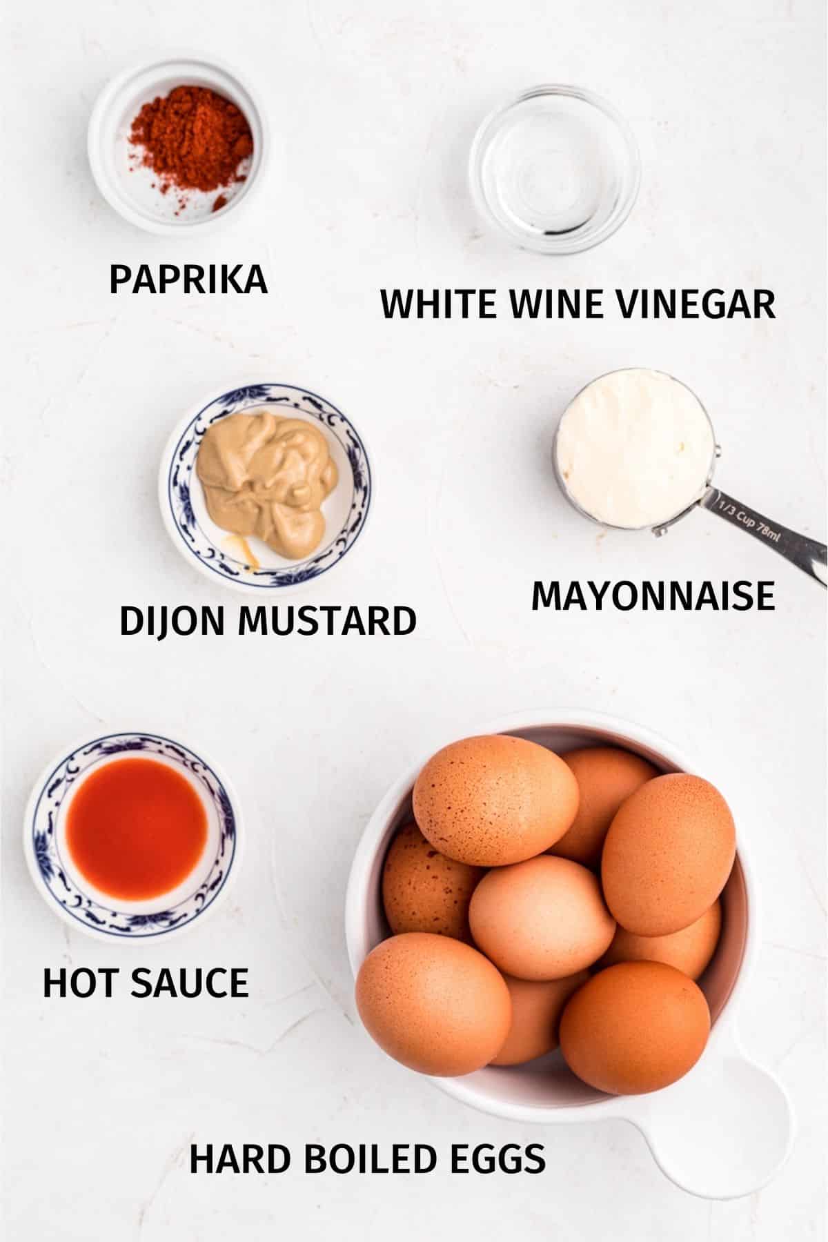 Ingredients for keto deviled eggs.