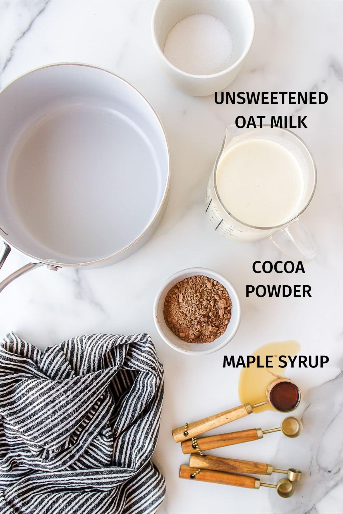 ingredients for oat milk hot chocolate.
