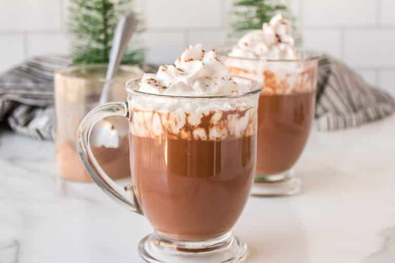 oat milk hot chocolate on a table