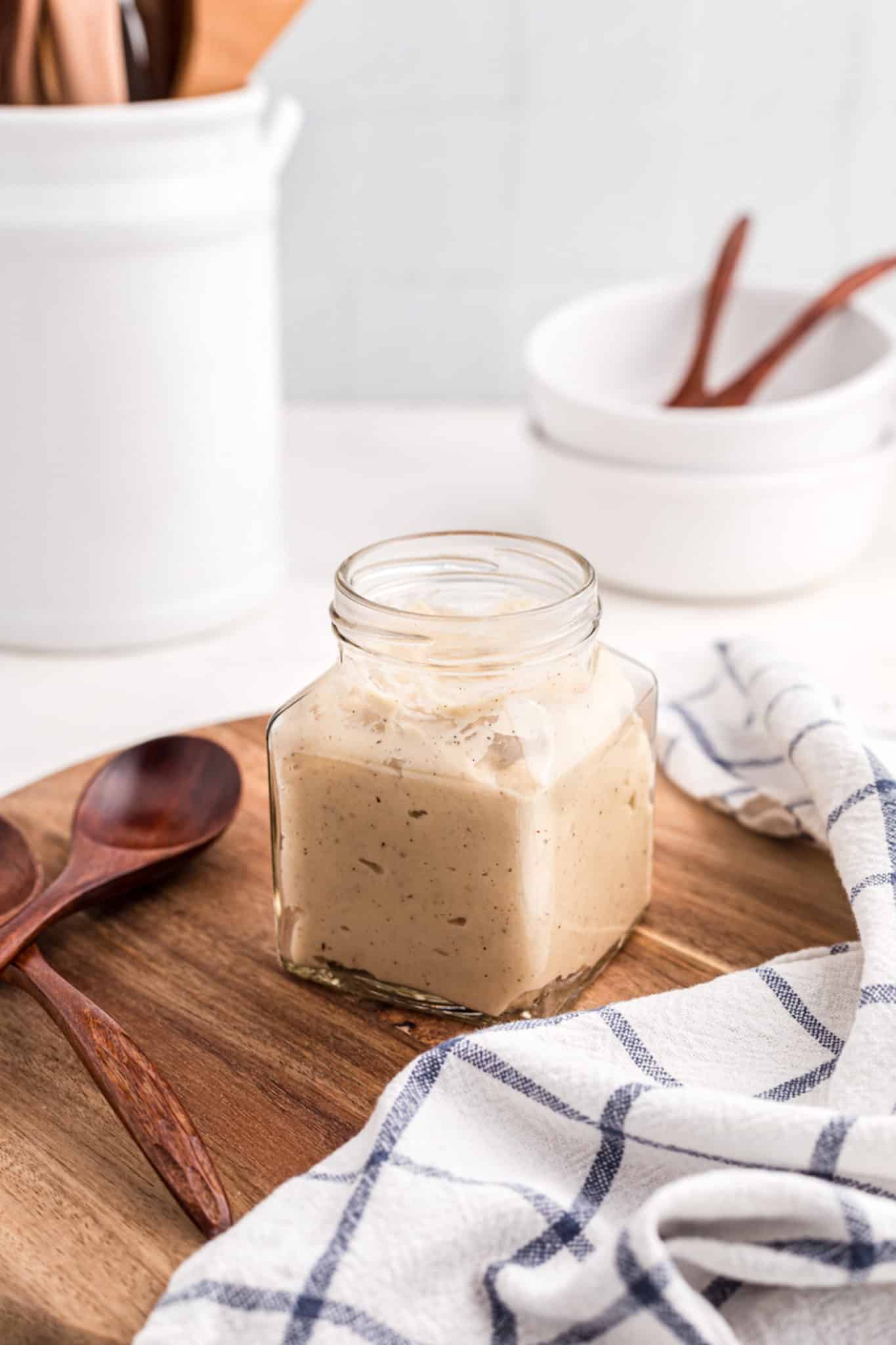 cream of chicken soup in jar on countertop