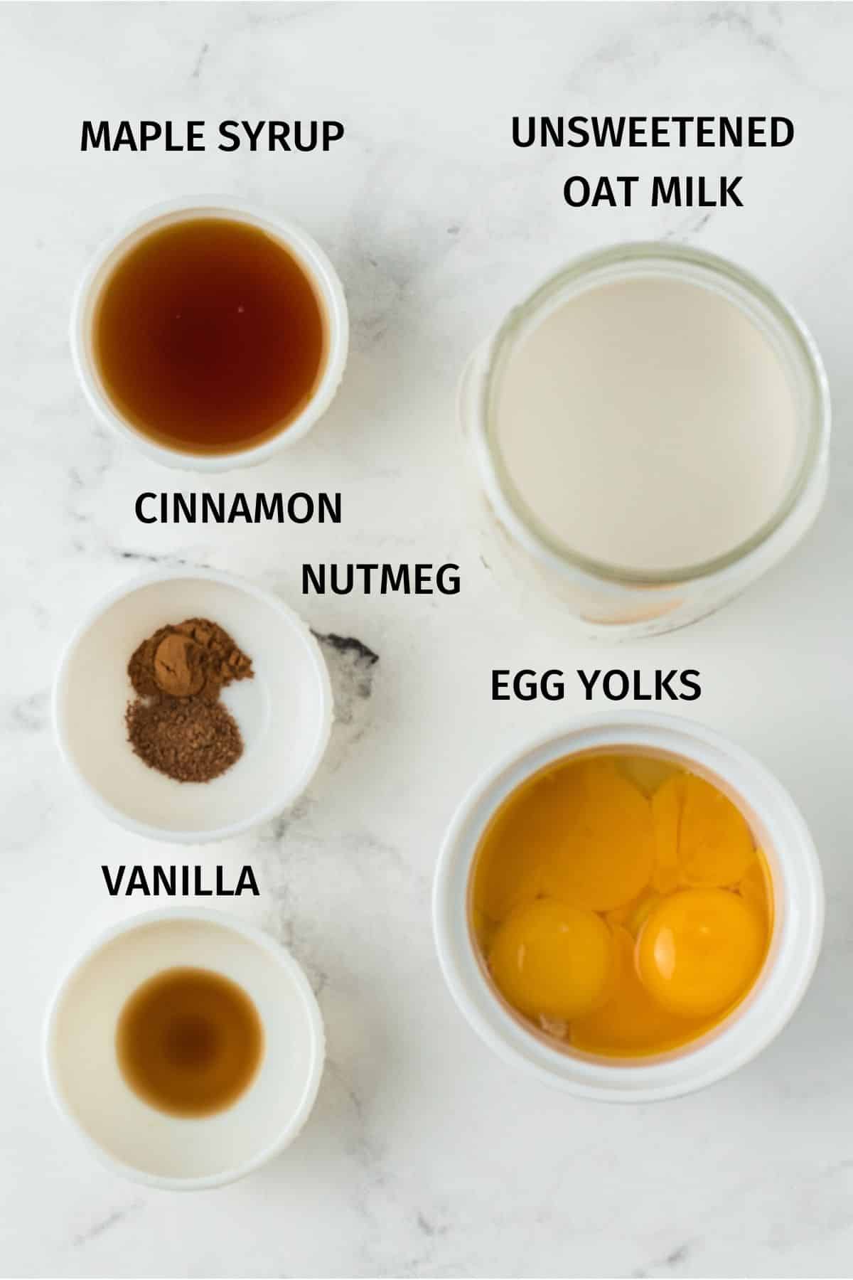 ingredients for oat milk egg nog.