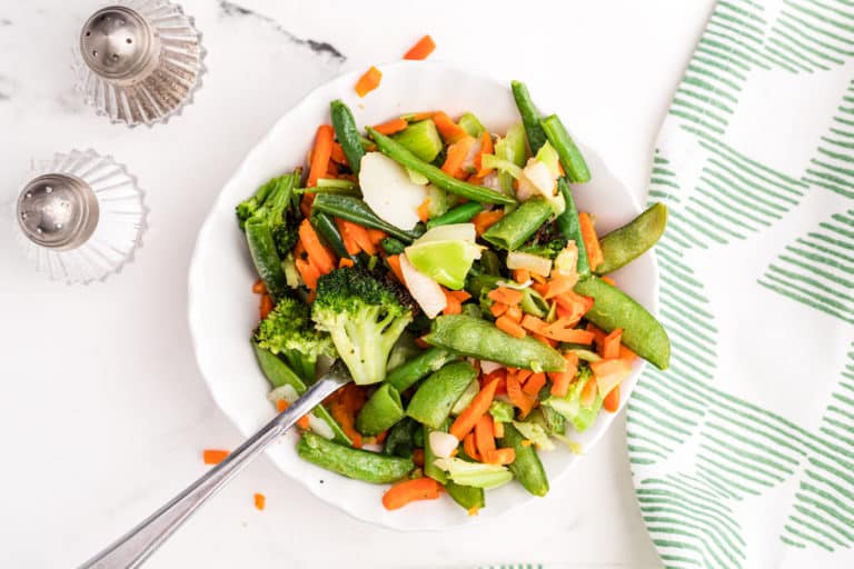 a plate of air fried vegetables