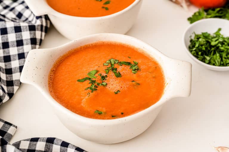 a bowl of tomato soup.