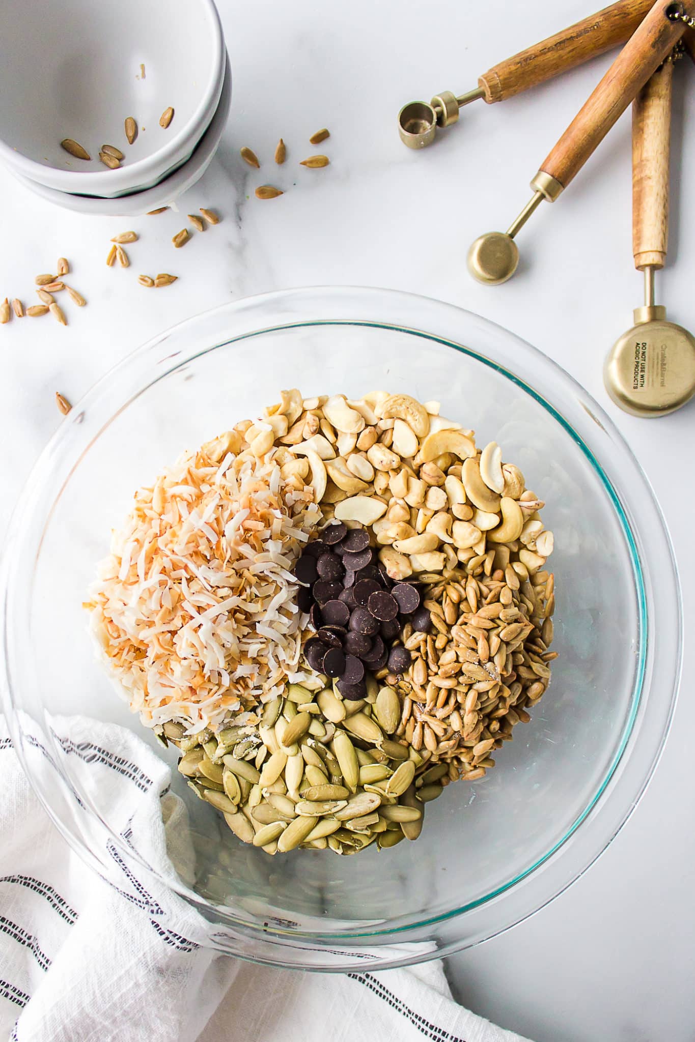 bowl with ingredients for trail mix