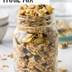 a jar of keto trail mix