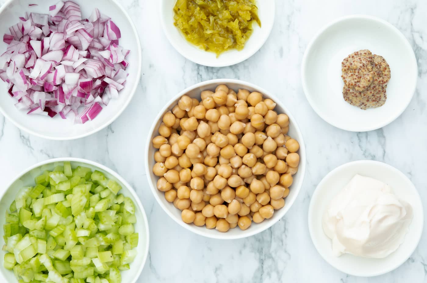 vegan tuna salad with chickpeas ingredients.