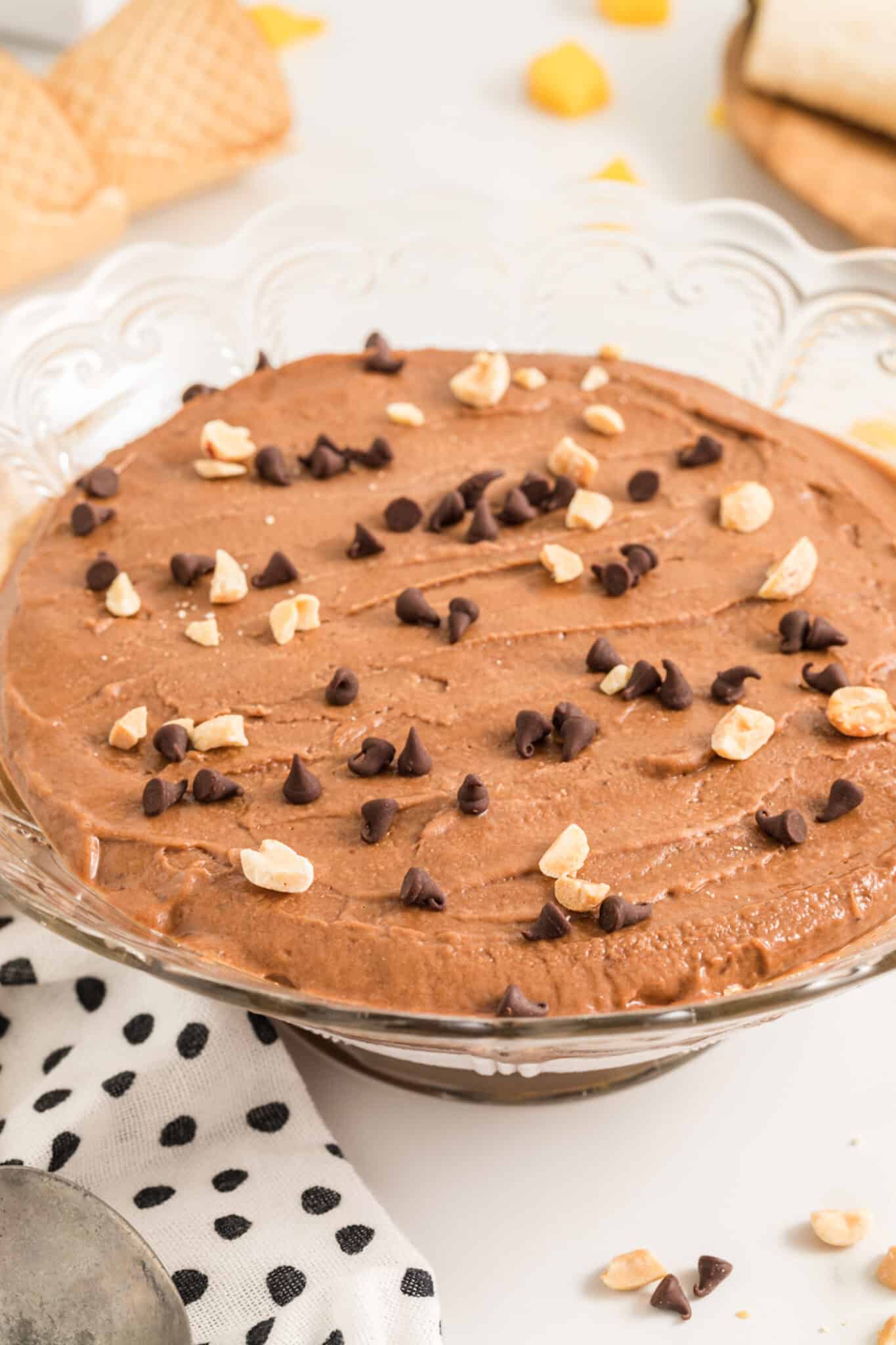 Chocolate Peanut Butter Banana Ice Cream in pie form.