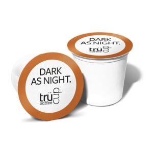 two k-cups of TruCoffee Dark As Night.
