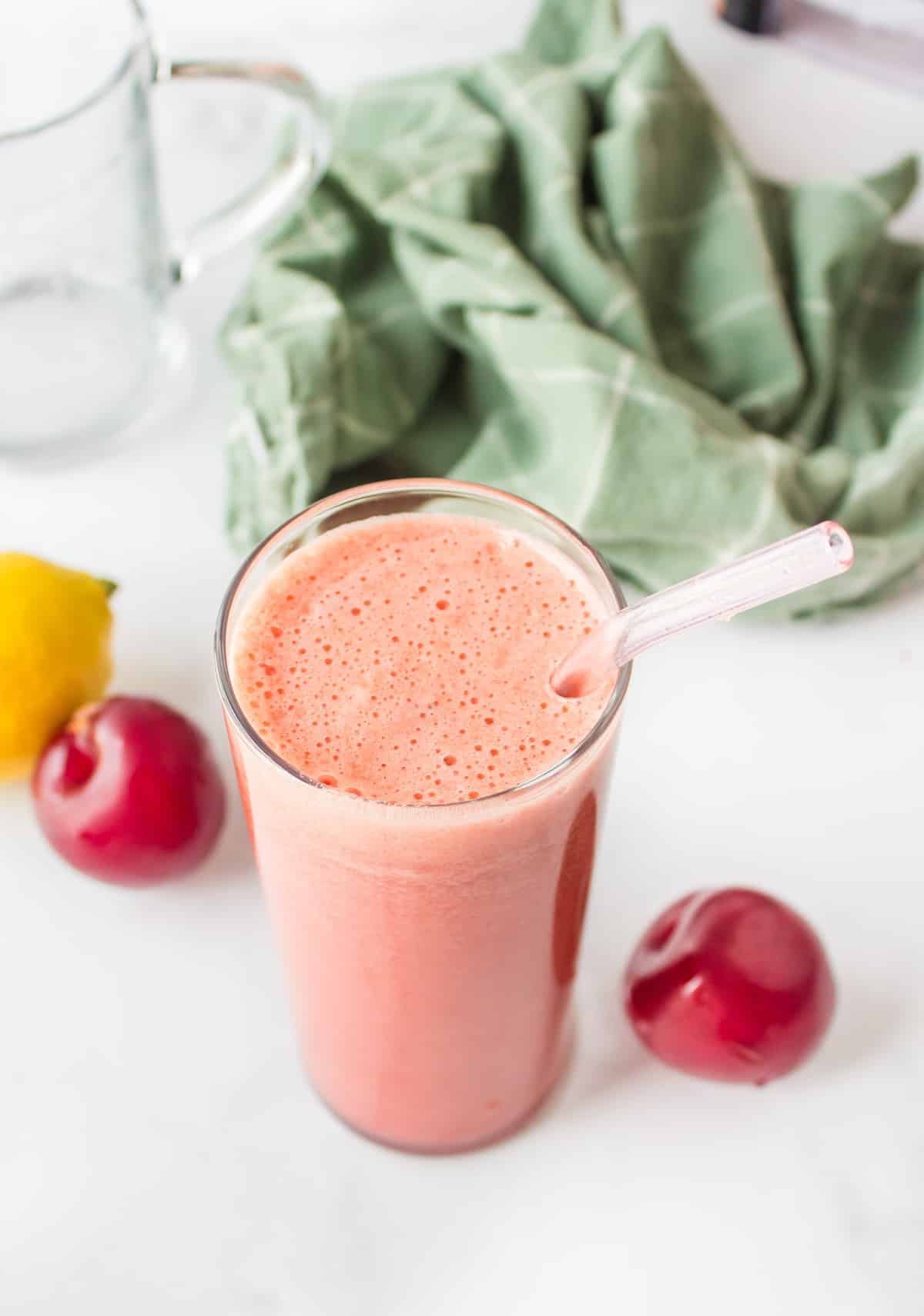 plum juice recipe with straw.