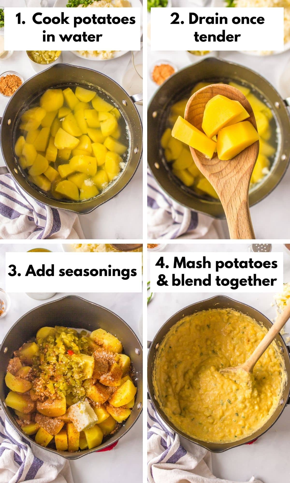 process of cooking Mexican mashed potatoes.