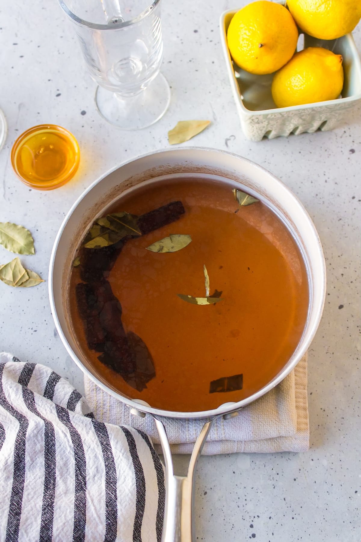 tea cooking in a pan.