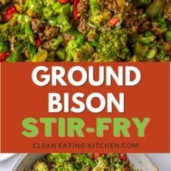 bison stir-fry in a pan.