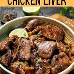 a bowl of cooked chicken liver.