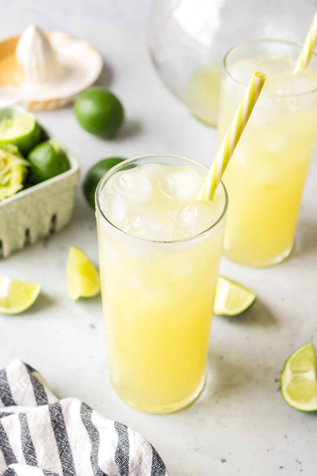 a glass of ginger beer mocktail.