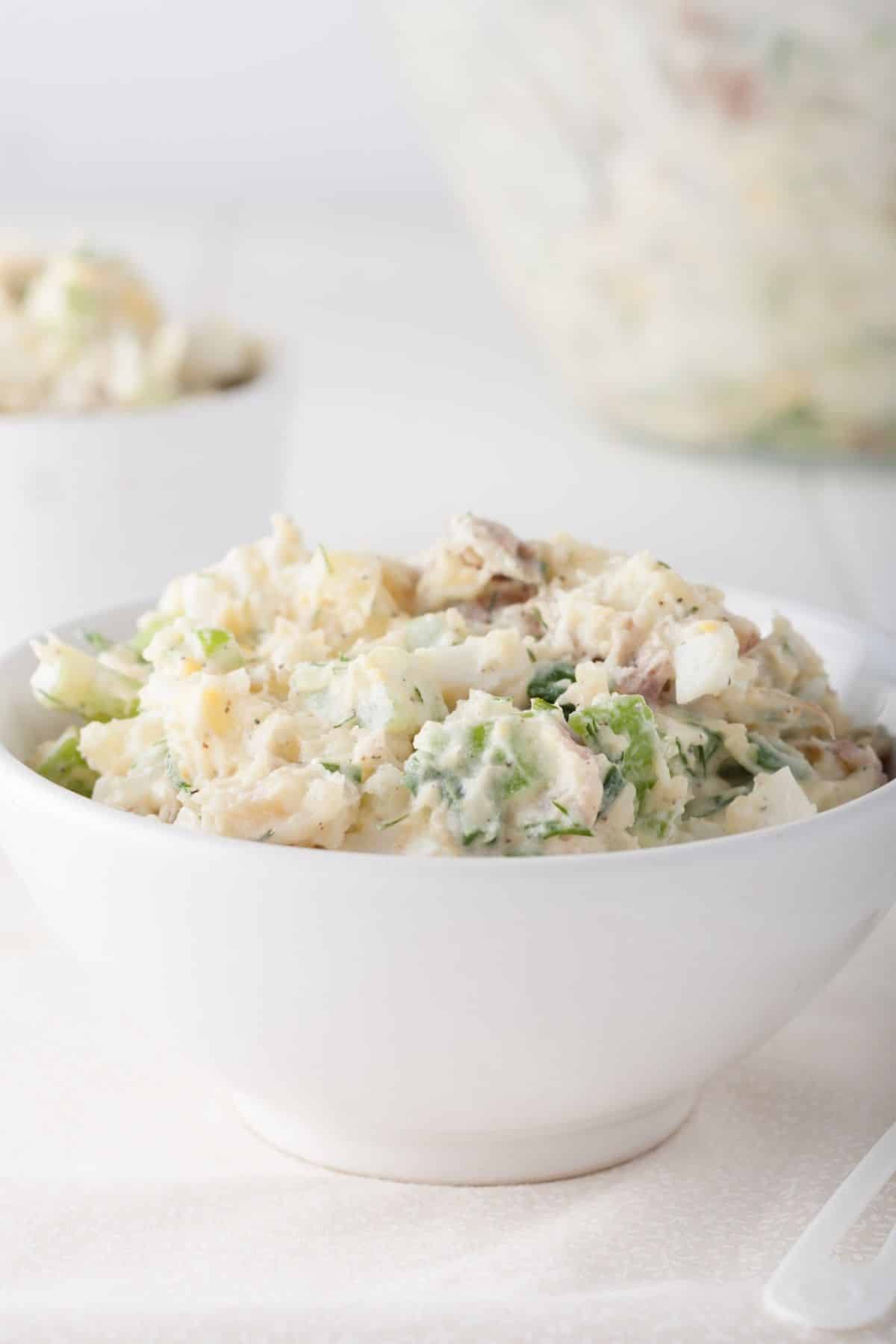 a bowl of Copycat Reser's Potato Salad.