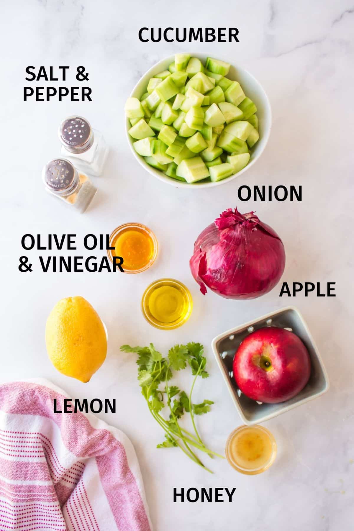 ingredients for apple cucumber salad.